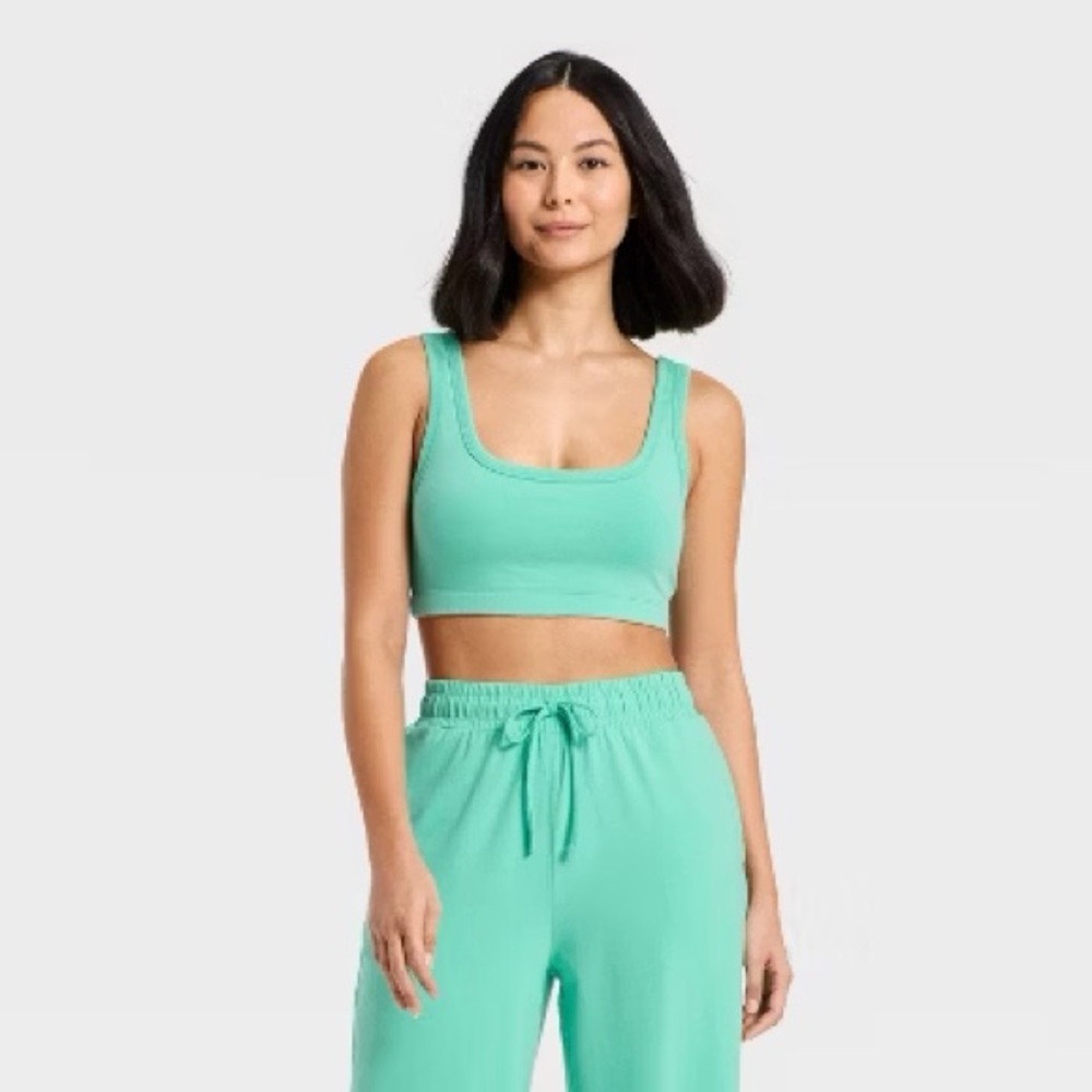 Women's Washed Jersey Sports Bra - JoyLab™ Turquoise Green XXS